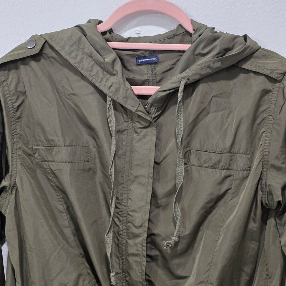 Brandy Melville ✦ Olive Hooded Utility Jacket ✦ Lightweight Drawstring Layer S/M - Picture 4 of 13